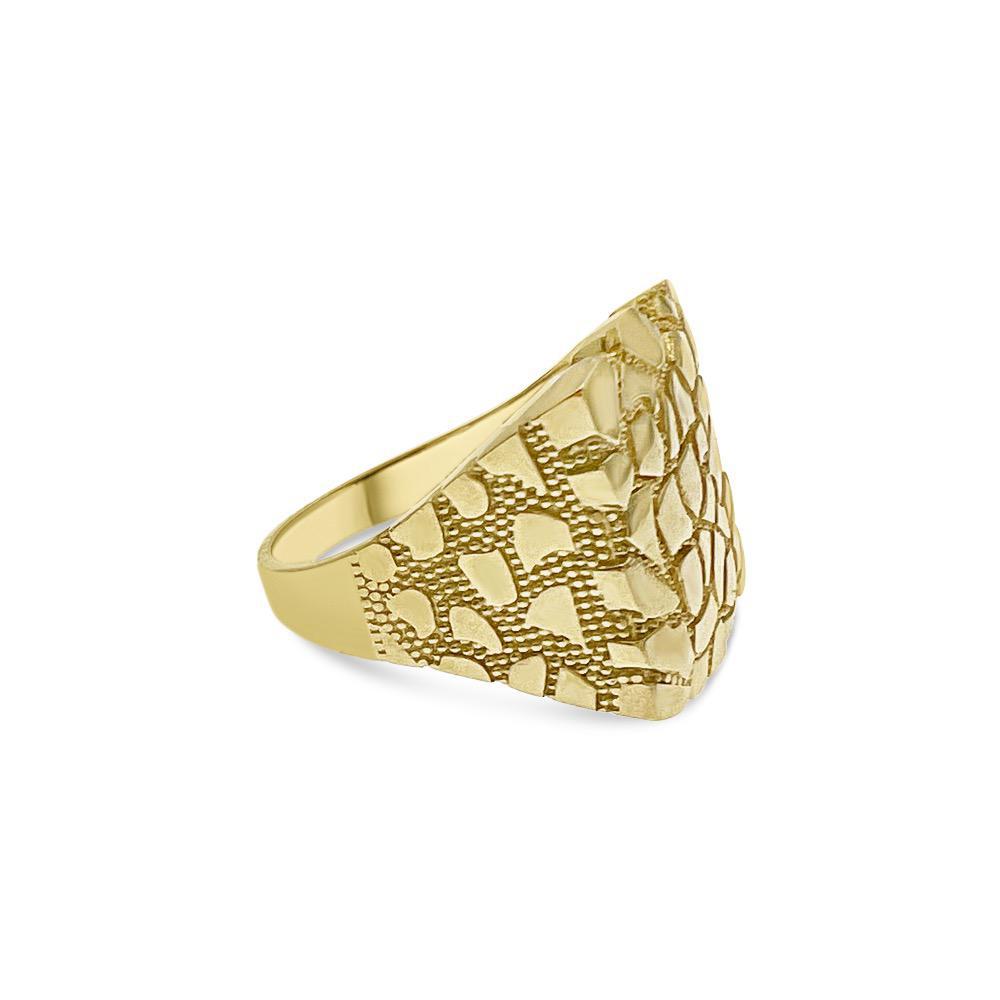 Nugget Square Mens Signet Ring 10k Yellow Gold Band