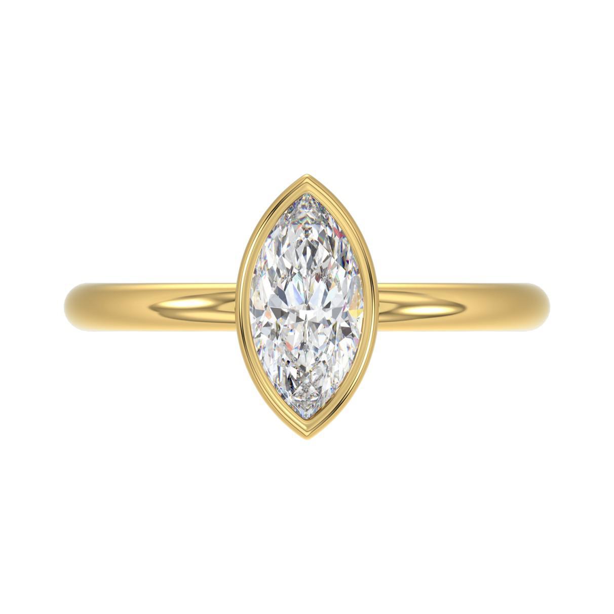 1 ct Lab Grown Marquise Diamond Solitaire Engagement Ring 14k Yellow Gold