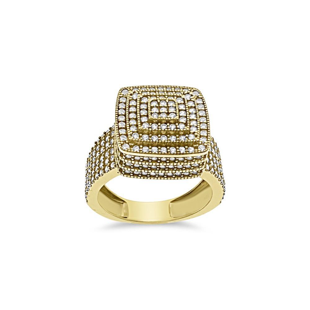 10k Yellow Gold Signet Ring Mens Square Pinky CZ