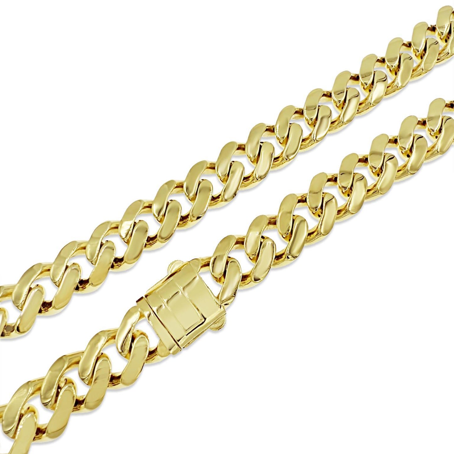 10k Yellow Gold Miami Cuban Link 14mm Chain Mens Necklace