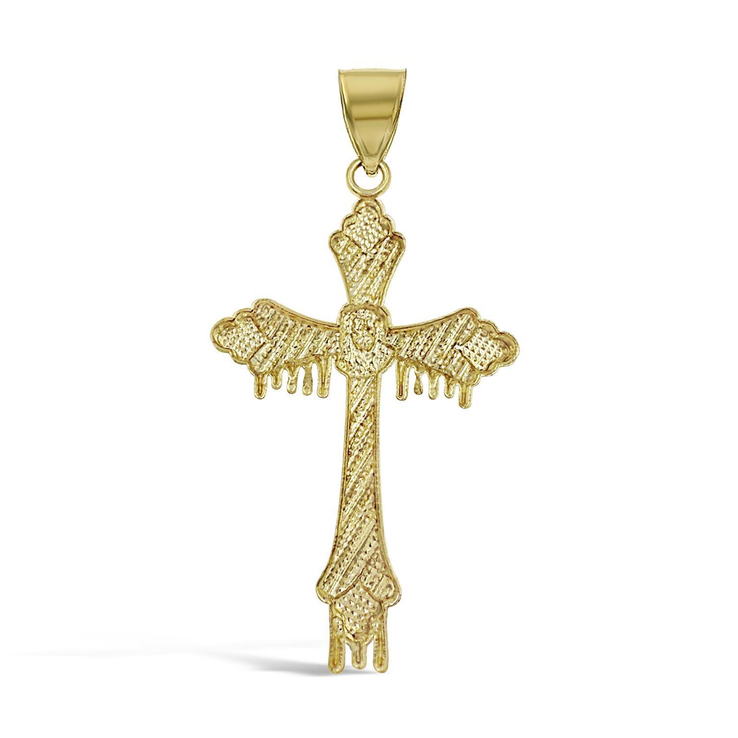 10K Yellow Gold Jesus Face Cross Pendant Charm