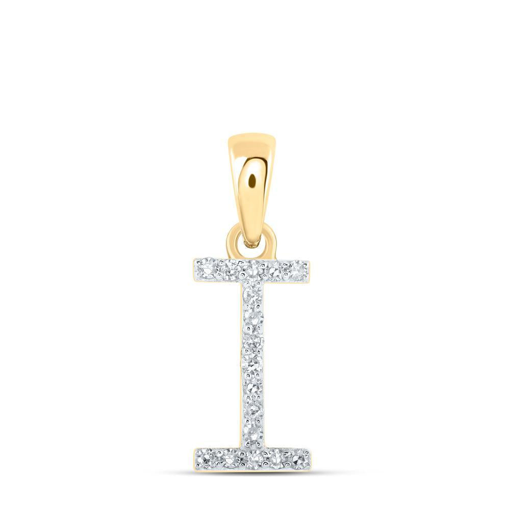 Diamond Letter Initial I Pendant Charm 10k Yellow Gold