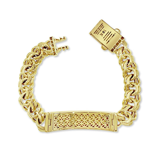 10K Yellow Gold Double Curb Link Chain ID Bracelet