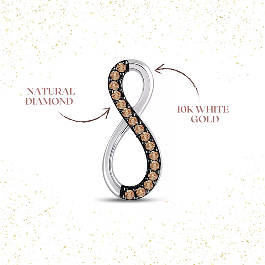 Chocolate Diamond Infinity Charm Pendant 10k White Gold