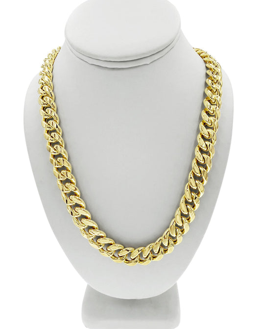 10k Yellow Gold Miami Cuban Link 13mm Chain Mens Necklace
