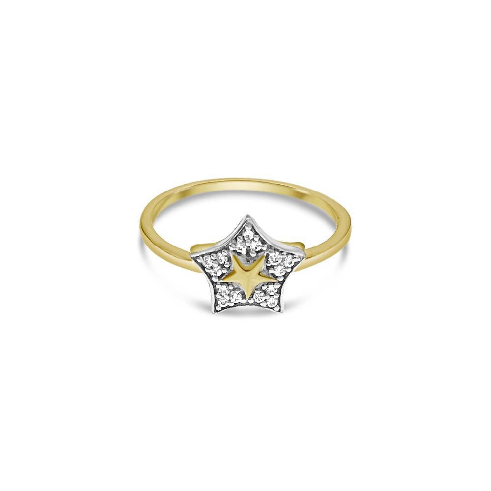 14k Yellow Gold Stackable Star Ring Womens