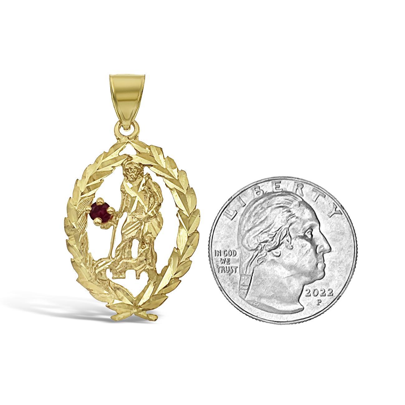 Sant Lazarus Pendant Charm 10k Yellow Gold 1.6 inch