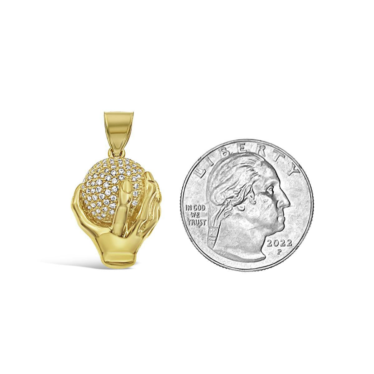 Basketball Pendant Sport CZ Charm 10k Yellow Gold 1 inch