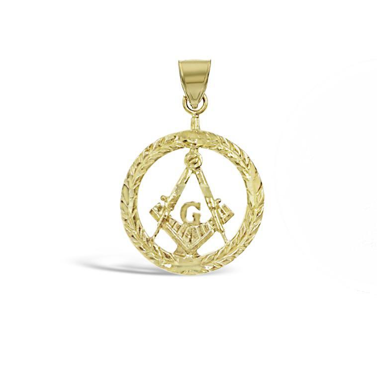 10K Yellow Gold Masonic Square Compass Pendant
