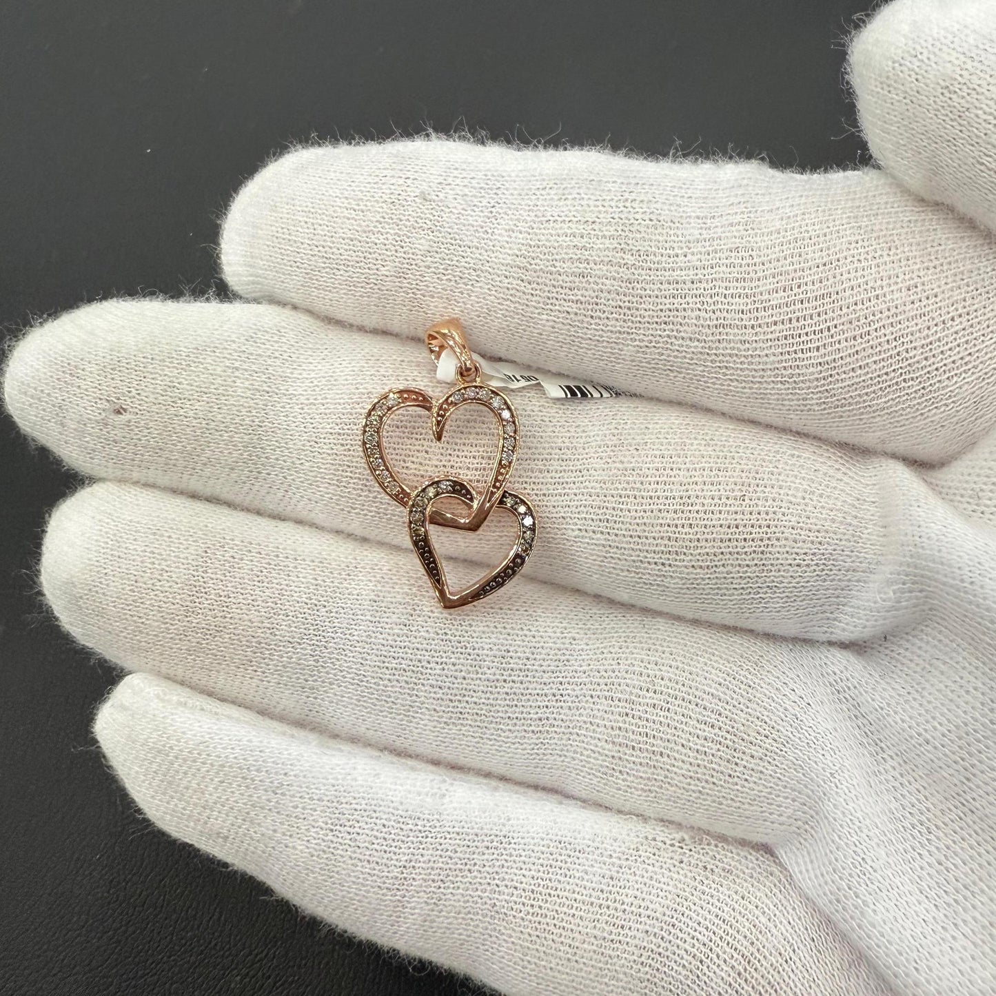 Chocolate Diamond Double Heart Pendant Charm 10k Rose Gold