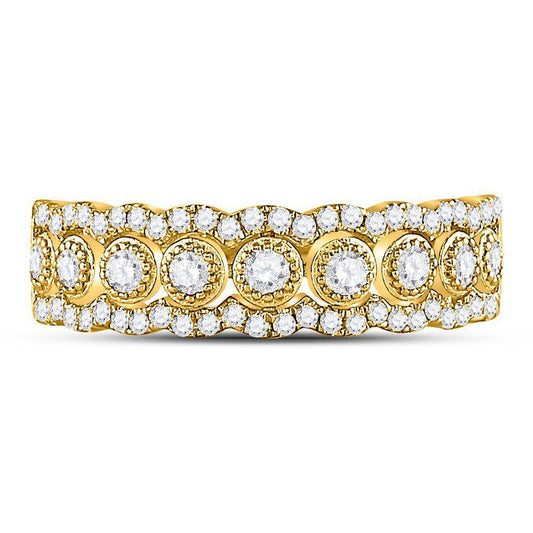 Diamond Milgrain Anniversary Band 10K Yellow Gold 0.35ctw