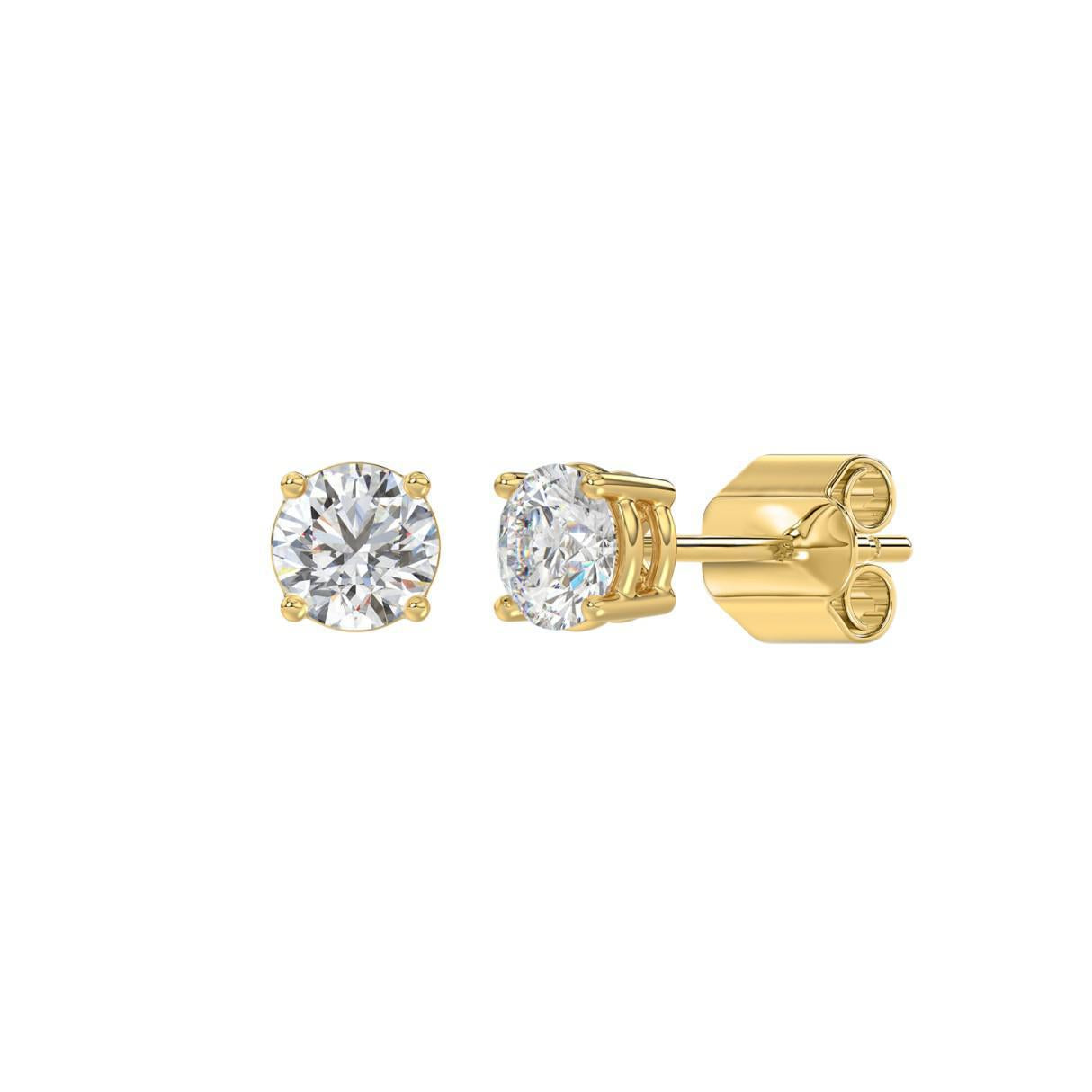 0.5ct Lab Grown Round Diamond Solitaire IGI Certified Earrings Stud 14k Gold