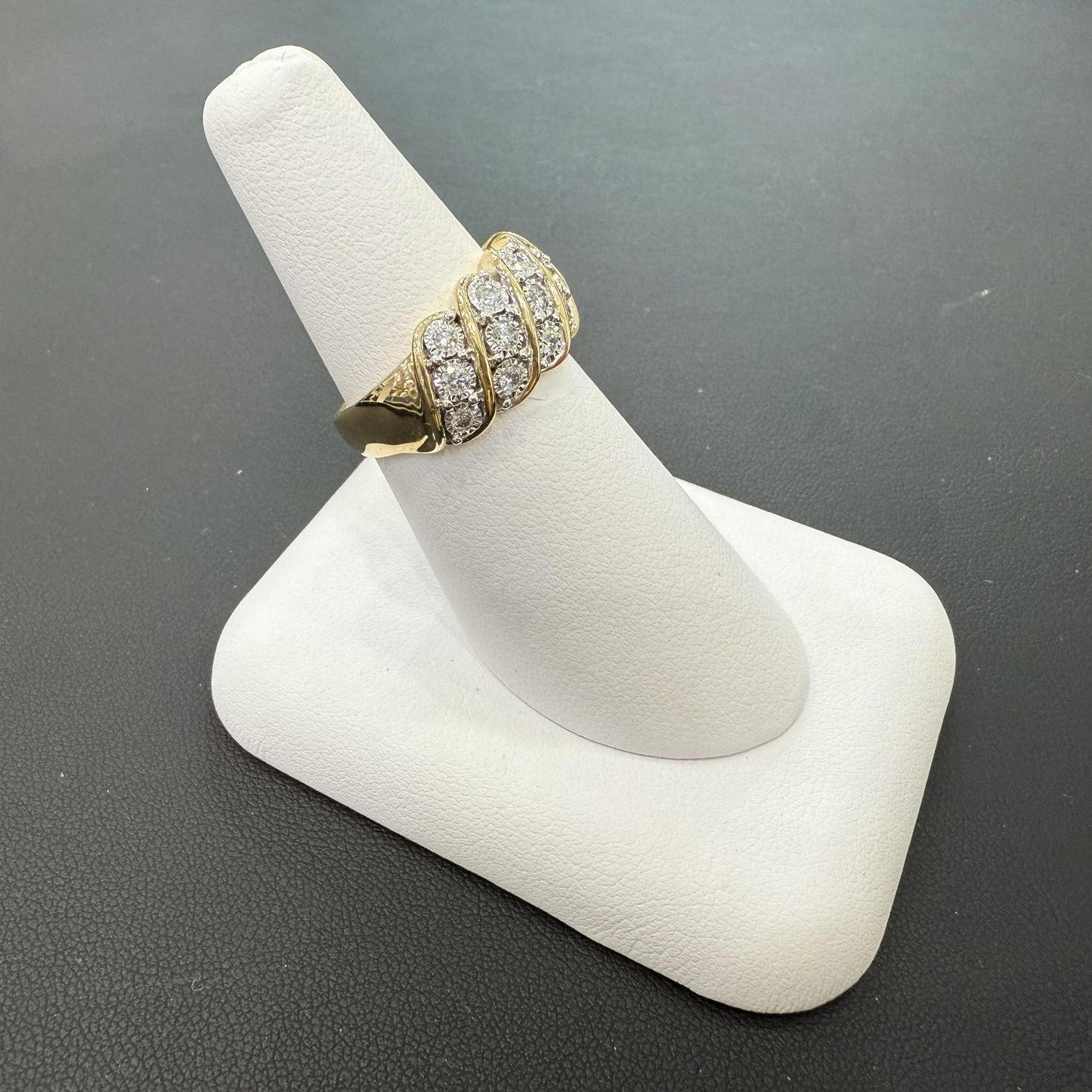 0.50ctw Diamond Womens Multi Row Band Ring 10K Yellow Gold