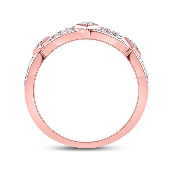 10kt Rose Gold Womens Round Diamond Open Band Ring 1/3 Cttw