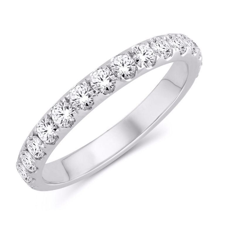 1.50 ctw Round Diamond Womens Wedding Band 14K White Gold