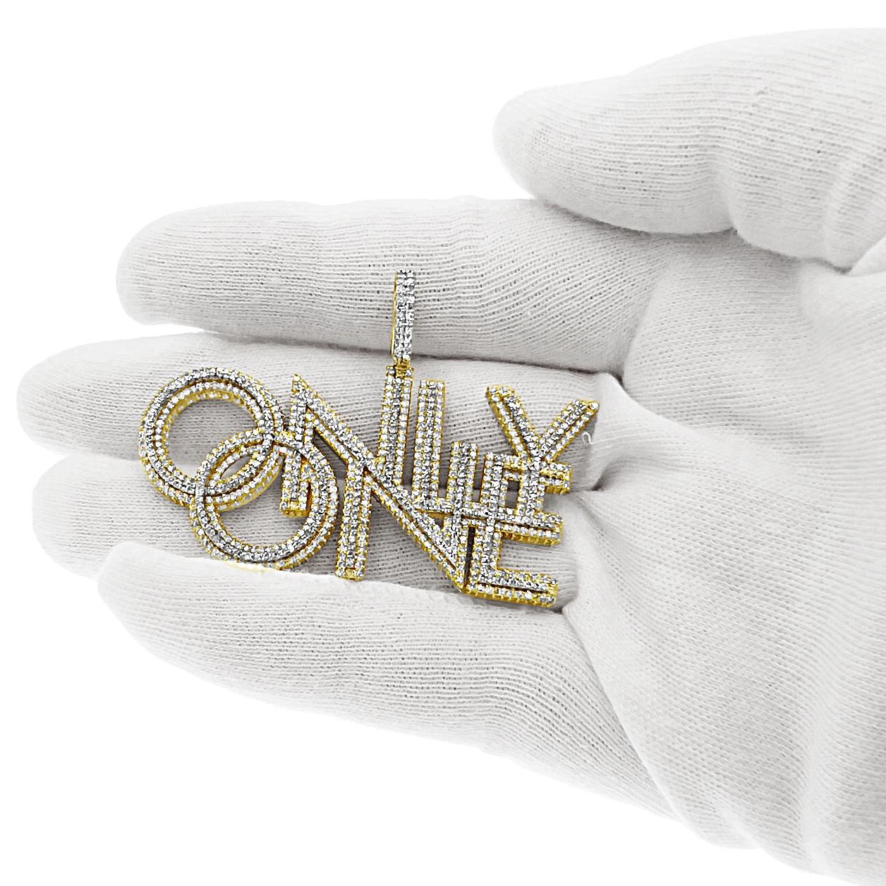 4.37 Cttw Round Diamond ONLY ONE Charm Mens Pendant 10k Yellow Gold