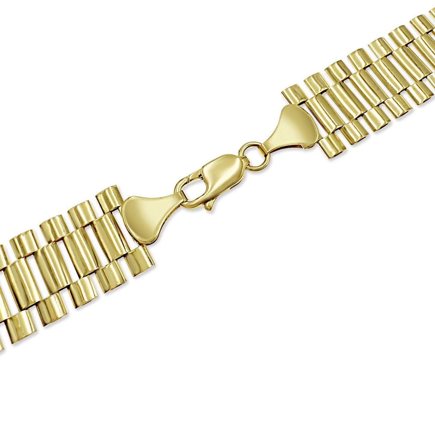 Railroad Chain Mens Necklace Reversible 16.5mm Real 10k Yellow Gold