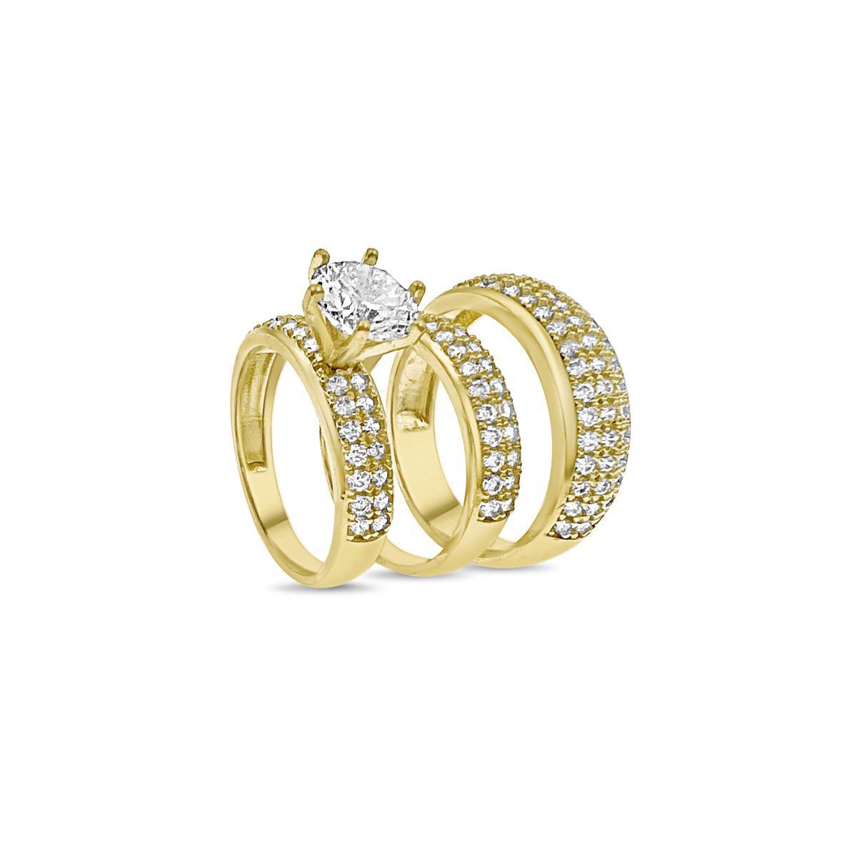 Trio Wedding Ring Band Set His Her Bridal Engagement 10k Yellow Gold