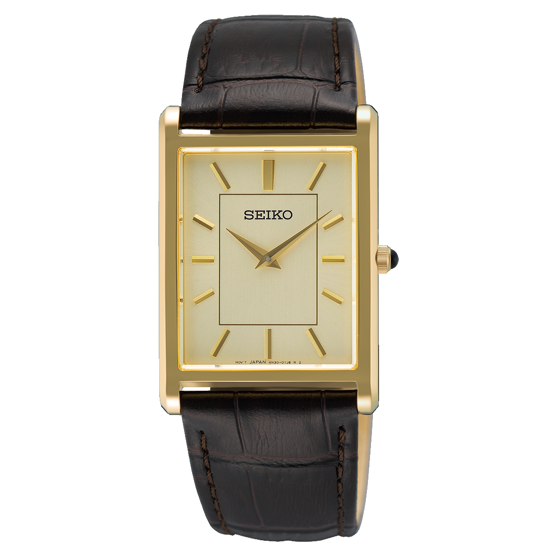 Seiko Essentials Rectangular Champagne Dial Men's Watch SWR106