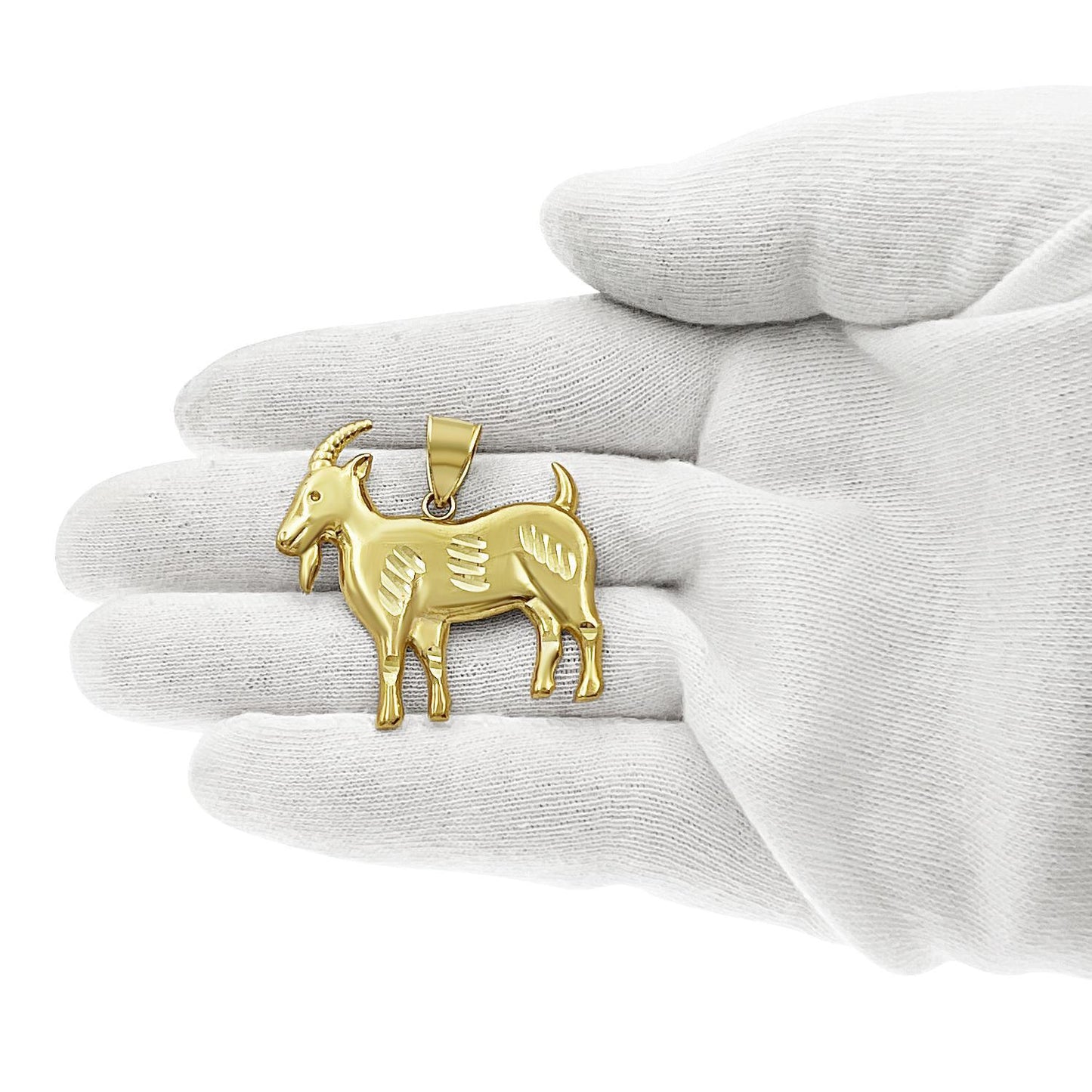 Goat Pendant Charm 10k Yellow Gold 1.5 inch