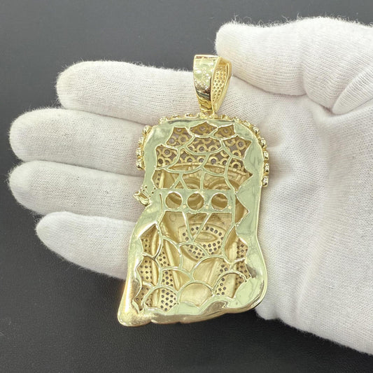 Jesus Head Pendant Gold Plated 925 Sterling Silver