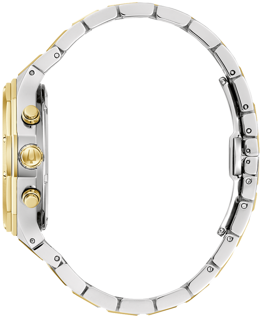 Bulova Prestige Chrono Dodecagon Silver & White Striped Dial Mens Watch 98B450