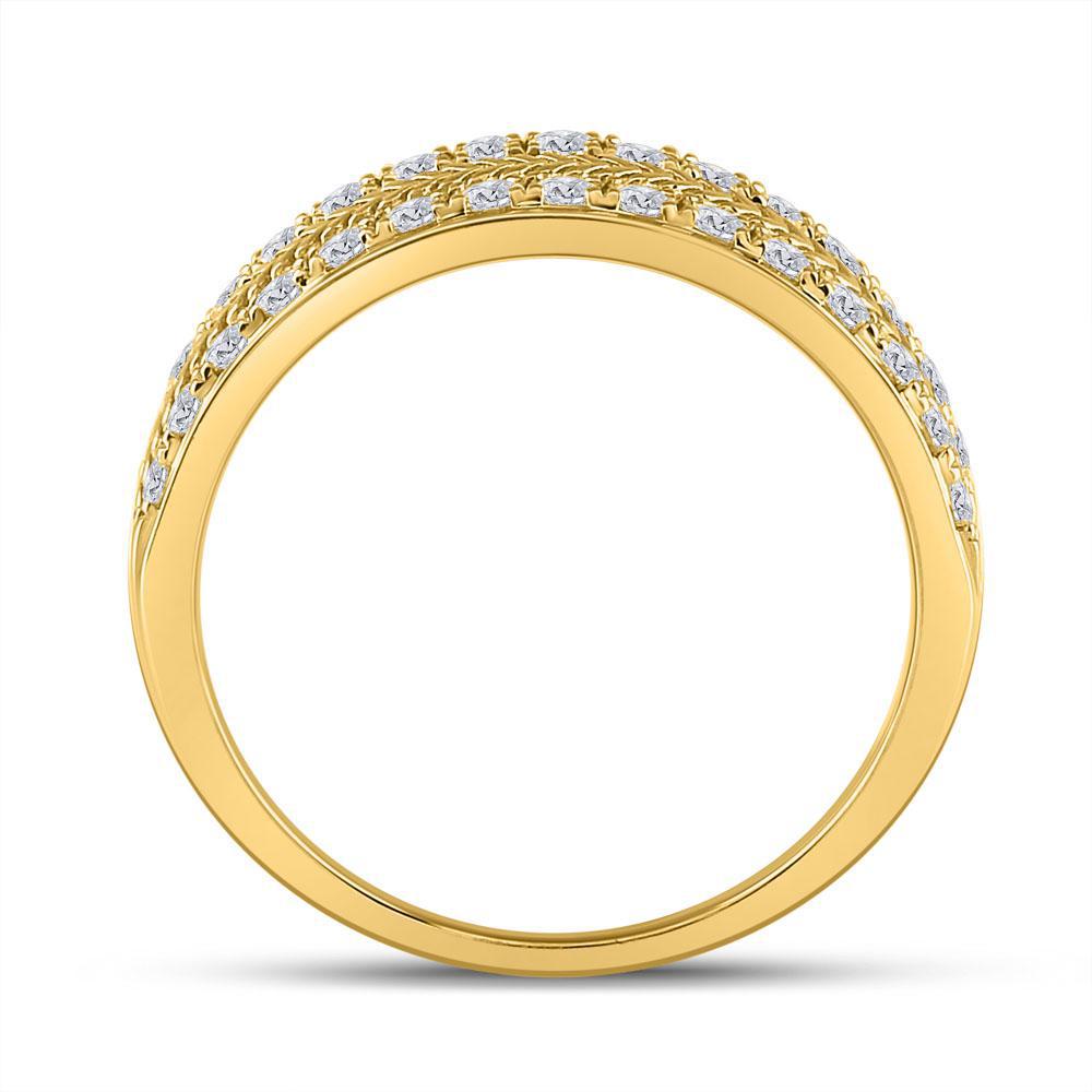 1 cttw Round Diamond Wedding Mens Band Two Row Ring 14k Yellow Gold