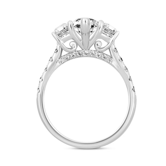 3ctw Lab Grown Marquise Cadillac Diamond Engagement Ring 14k White Gold