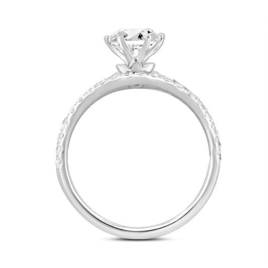 1.5ctw Lab Grown Round Diamond Bridal Ring Set 14K White Gold