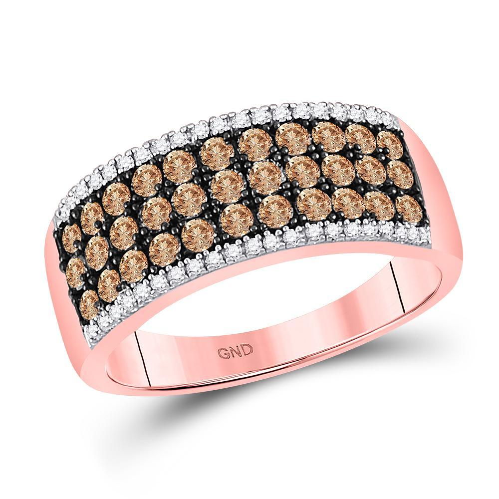 1 Cttw Round Chocolate Diamond Womens Band 14k Rose Gold Ring