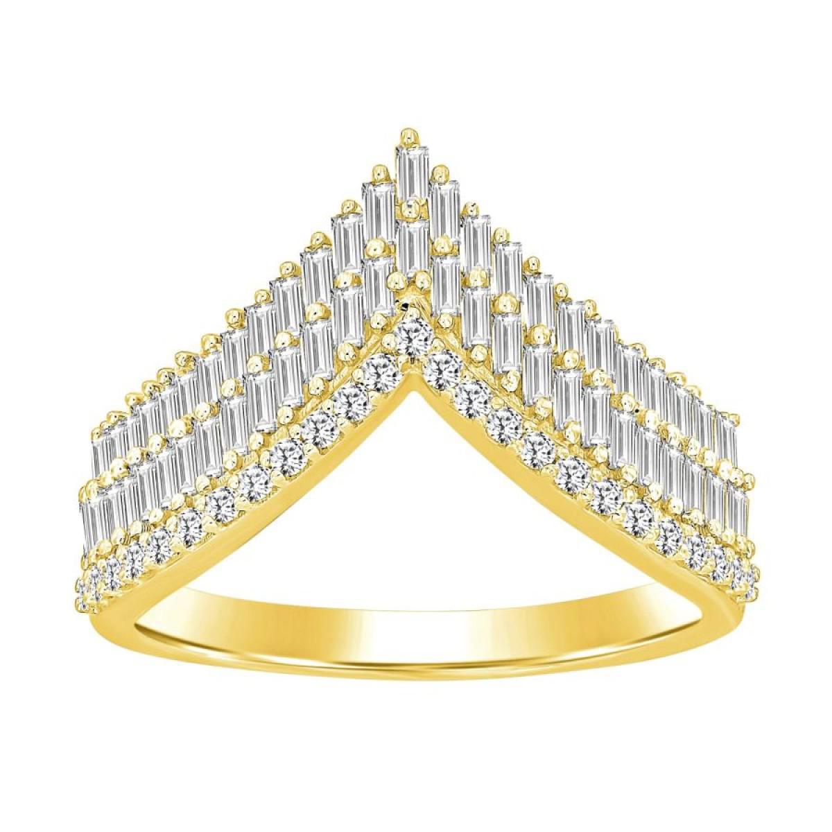0.50 Cttw Baguette Round Diamond Womens Band Ring 14k Yellow Gold