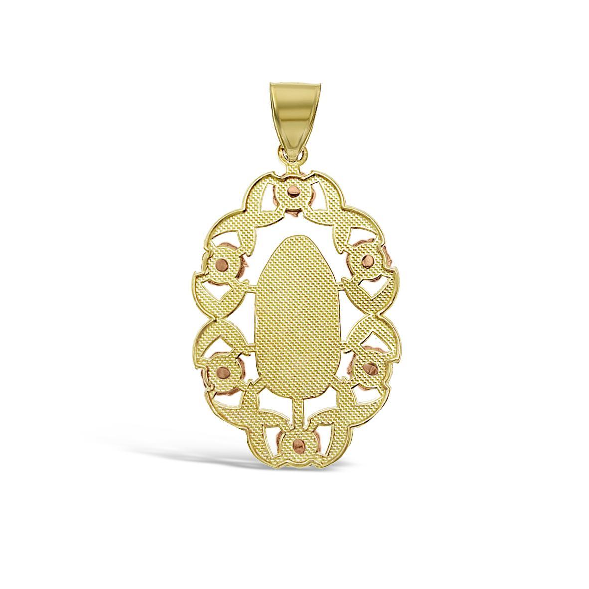 14K Tri Color Gold Virgin Mary Pendant