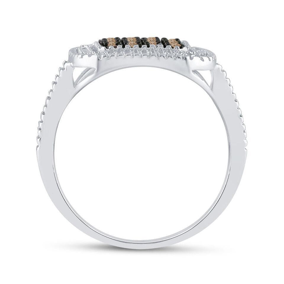 Natural Brown Diamond Square Cluster Womens Ring 925 Sterling Silver