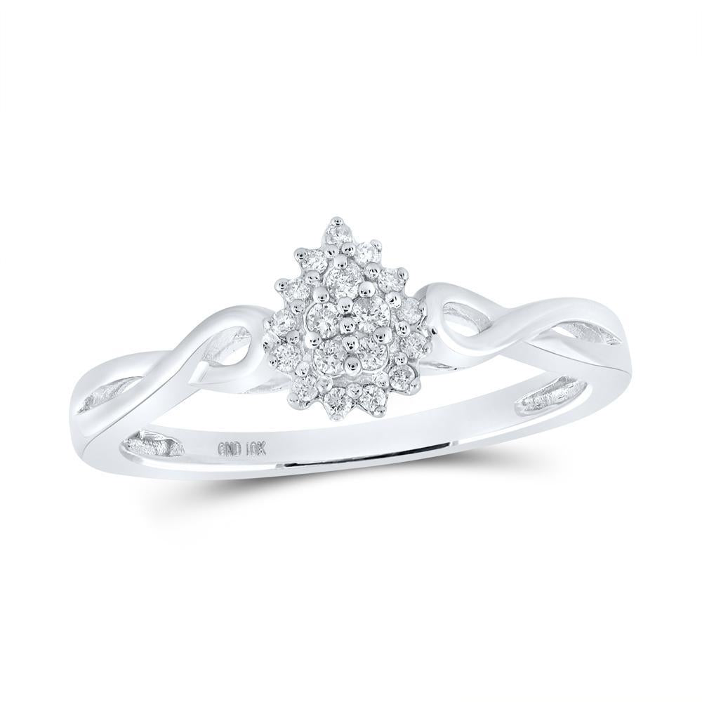 Diamond Teardrop Cluster Engagement Bridal Ring 10k White Gold