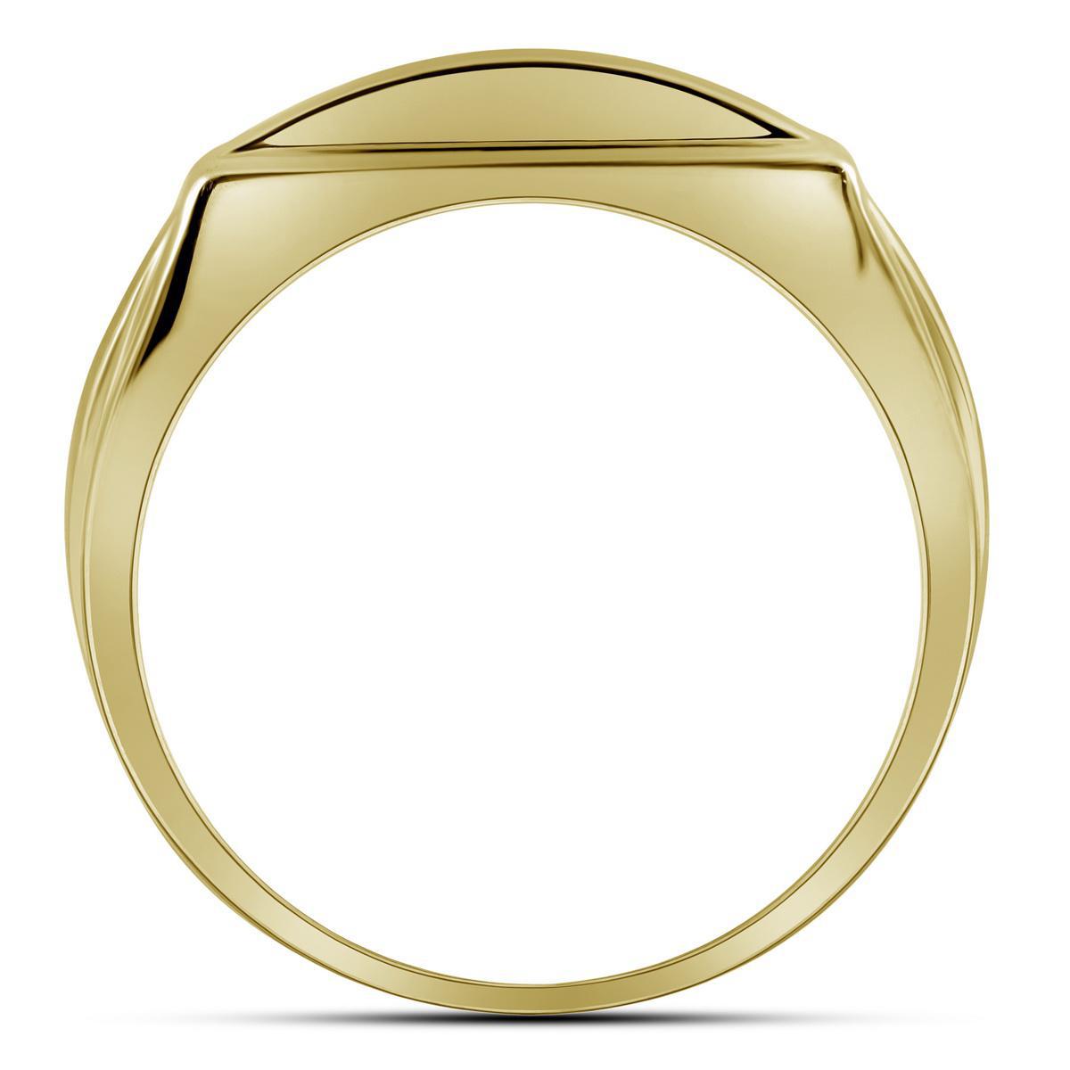 0.50 cttw Round Diamond Five Row Rectangle Mens Band Ring 10k Yellow Gold