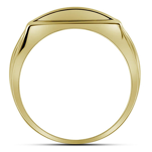 0.50 cttw Round Diamond Five Row Rectangle Mens Band Ring 10k Yellow Gold