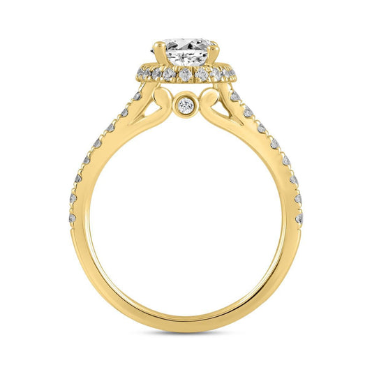 2.5ctw Lab Grown Oval Diamond Halo Engagement Ring 14K Yellow Gold