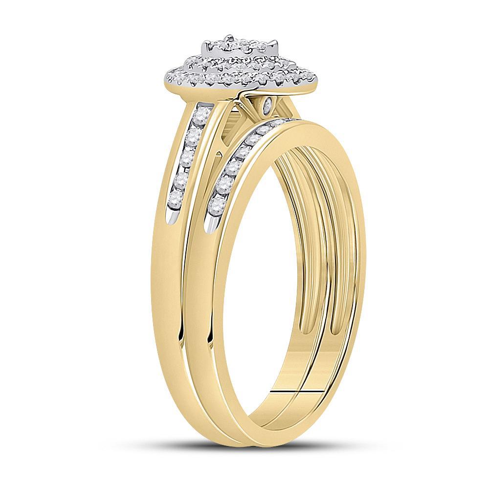 0.33 Cttw Diamond Pear Wedding Bridal Ring Band Set 10k Yellow Gold