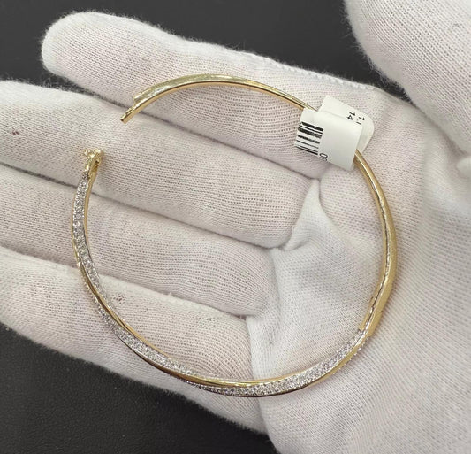 1.00ctw Diamond Twist Bypass Bangle Bracelet 14K Yellow Gold
