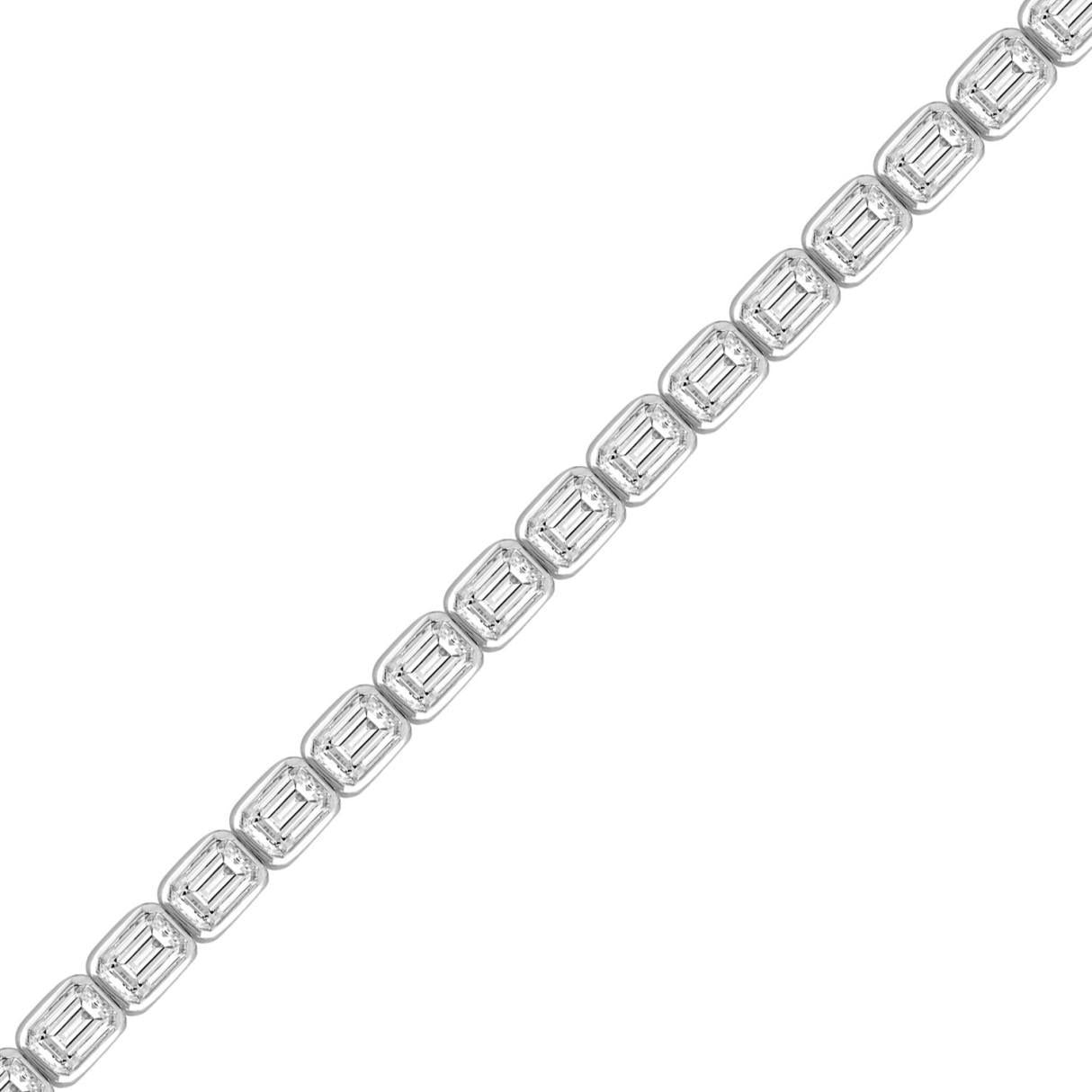 5 cttw Lab Grown Emerald Diamond Tennis Bracelet IGI Certified 14k White Gold