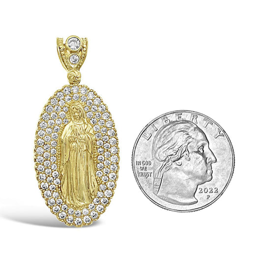 Virgin Mary Our Lady of Guadalupe Pendant 10K Yellow Gold