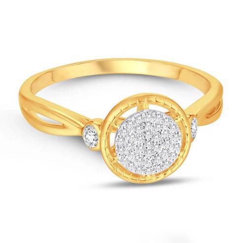 Diamond Circle Cluster Bridal Engagement Ring 10k Yellow Gold