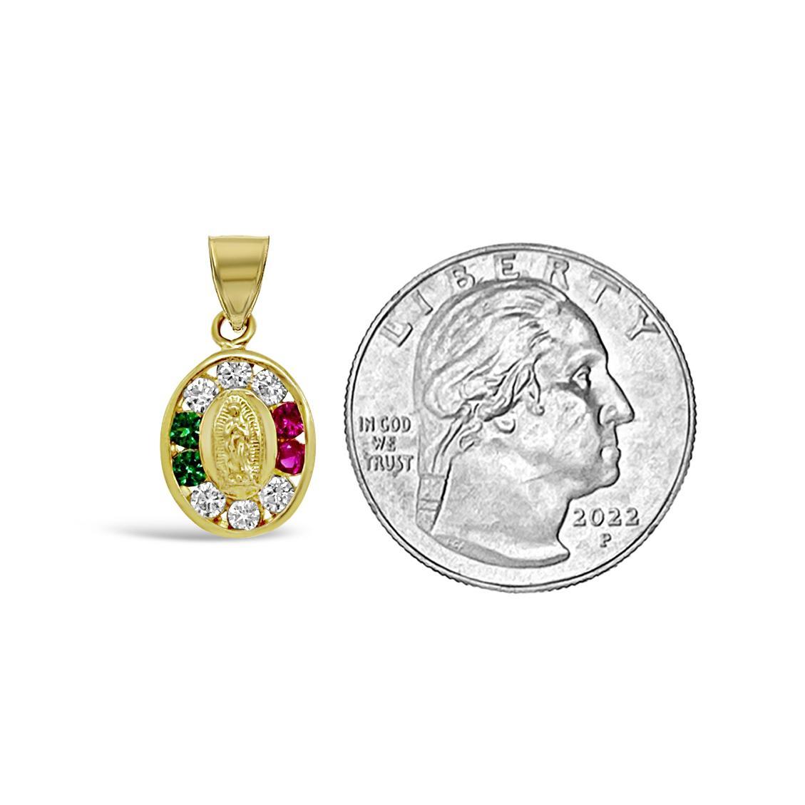14K Yellow Gold Virgin Mary Pendant