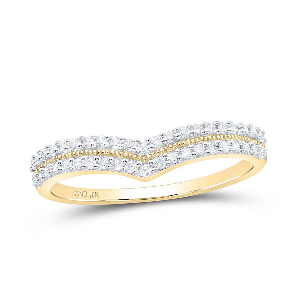 0.25ctw Diamond Chevron Wedding Band Womens 10K Yellow Gold