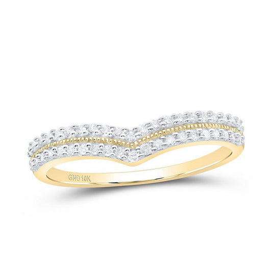 0.25ctw Diamond Chevron Wedding Band Womens 10K Yellow Gold