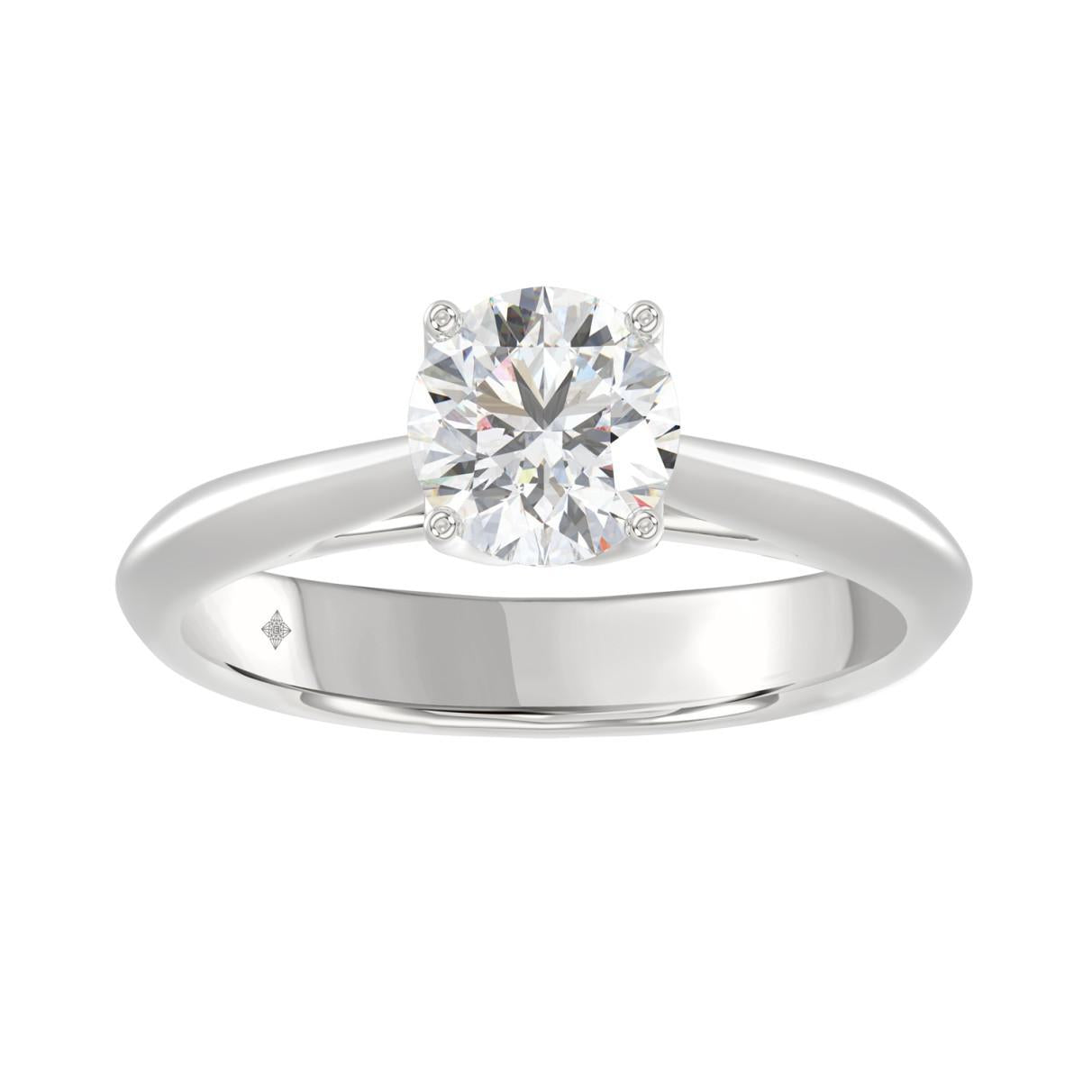 1 ct Lab Grown Round Diamond Solitaire Engagement Ring 14k White Gold