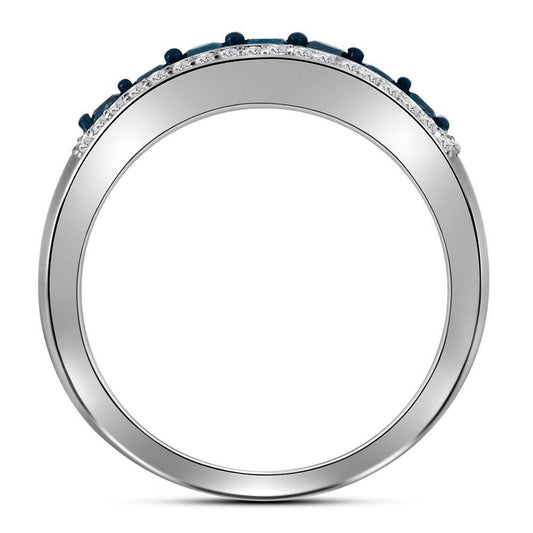 0.50ctw Blue White Diamond Womens Band 10K White Gold