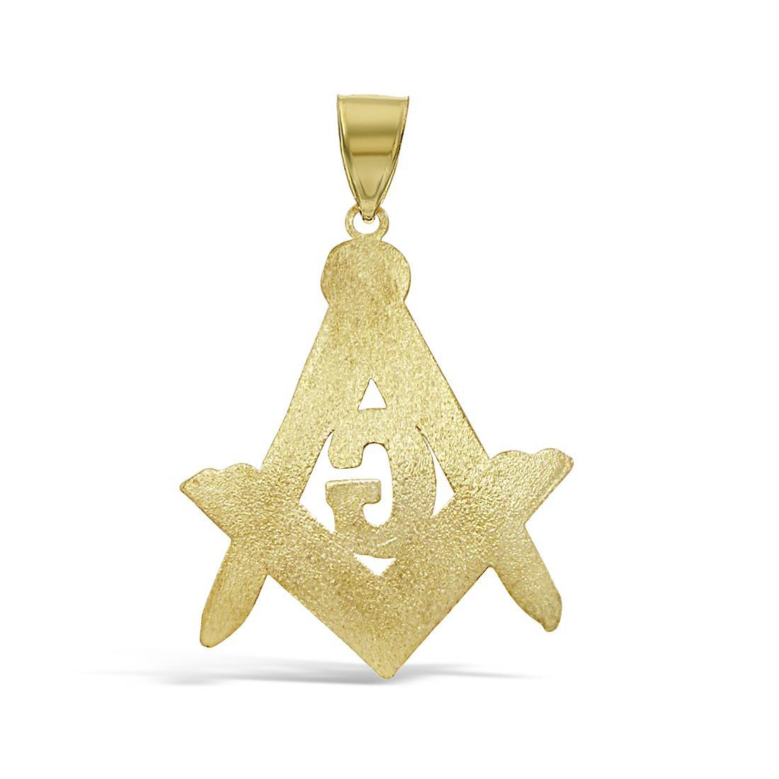 Masonic Pendant Square Compass 10k Yellow Gold