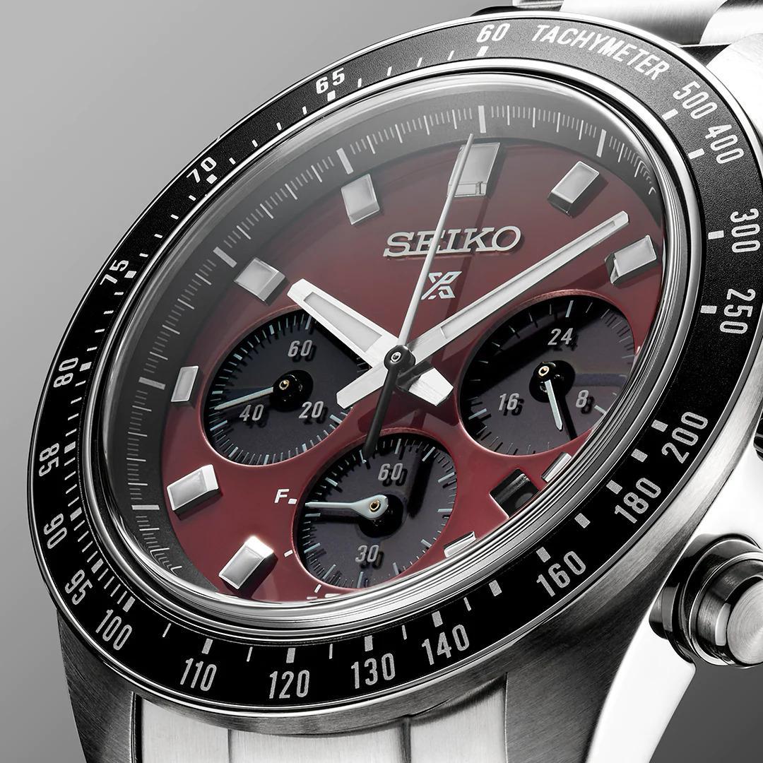 Seiko Prospex Speedtimer Solar Chronograph Red Dial Men's Watch SSC927