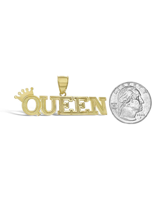 Queen Crown Charm Pendant 10k Yellow Gold